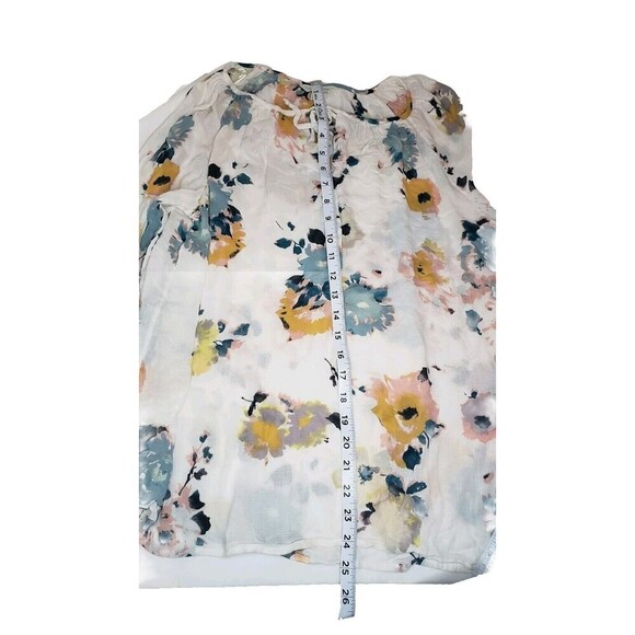 Lucky Brand Women's Floral Peasant Blouse Top keyhole (Size L) Long Sleeve - Picture 6 of 12